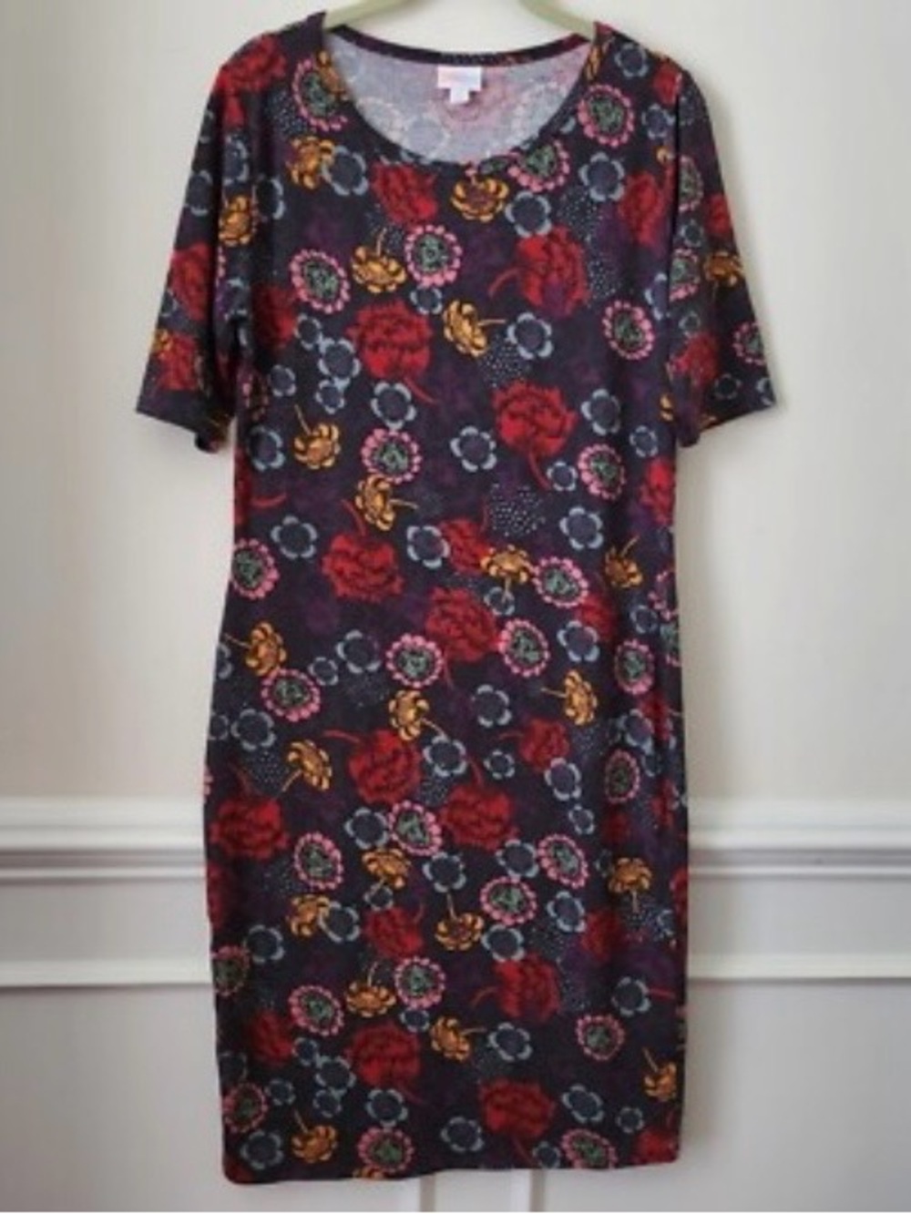 Floral Print  Legging Material Purple Midi Dress
